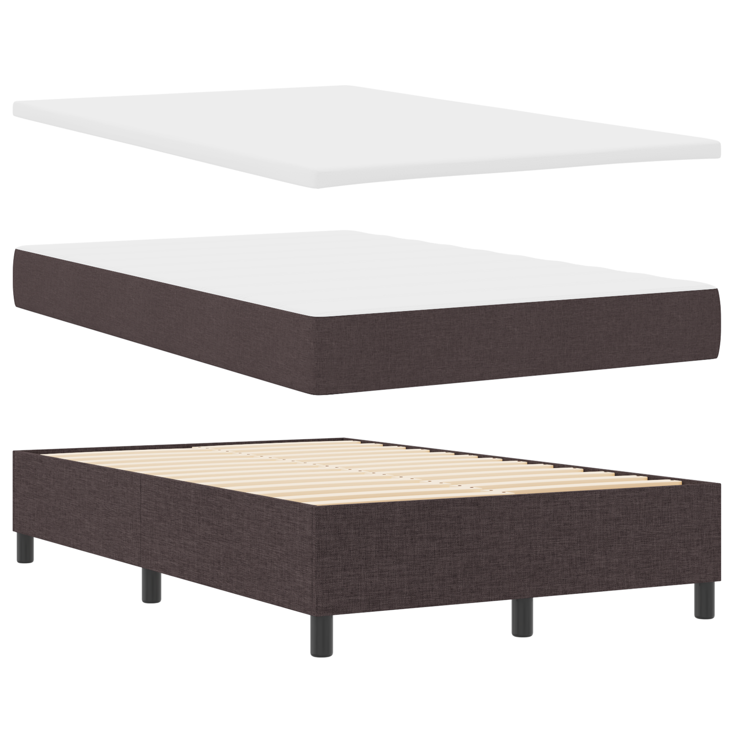 Box Spring Seng Med Madras Mørkebrun 120 X 200 Cm Stof