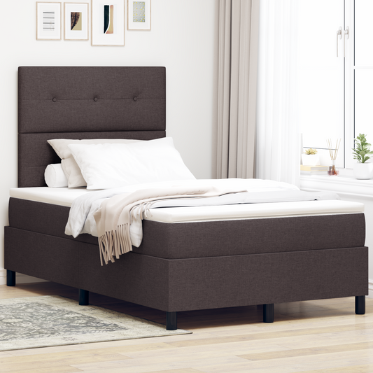 Box Spring Seng Med Madras Mørkebrun 120 X 200 Cm Stof