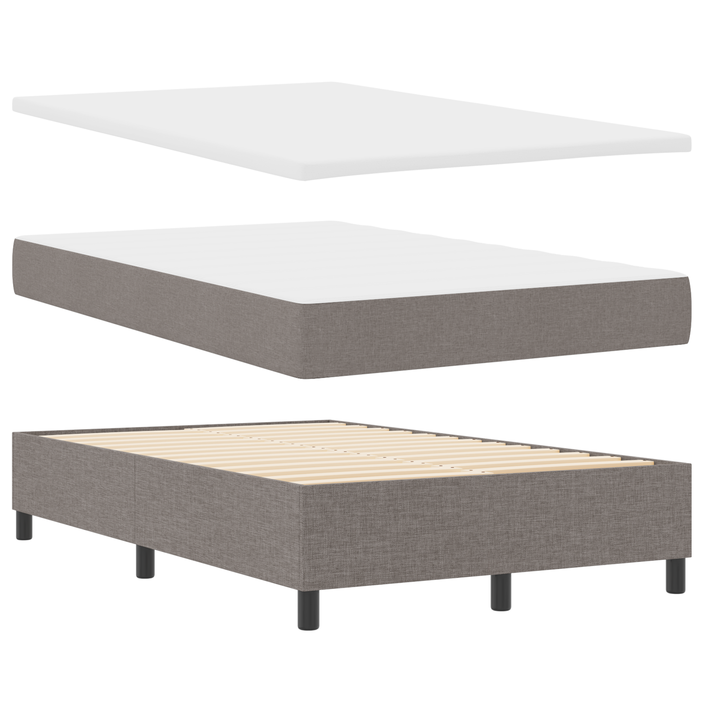 Box Spring Seng Med Madras Gråbrun 120 X 200 Cm Stof