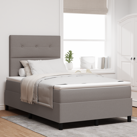 Box Spring Seng Med Madras Gråbrun 120 X 200 Cm Stof