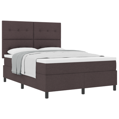 Box Spring Seng Med Madras Mørkebrun 140 X 190 Cm Stof