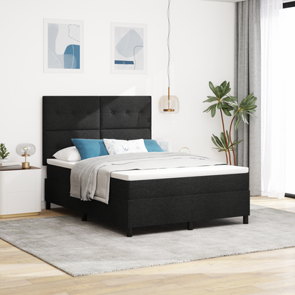 Box Spring Seng Med Madras Sort 140 X 200 Cm Stof