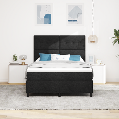 Box Spring Seng Med Madras Sort 140 X 200 Cm Stof