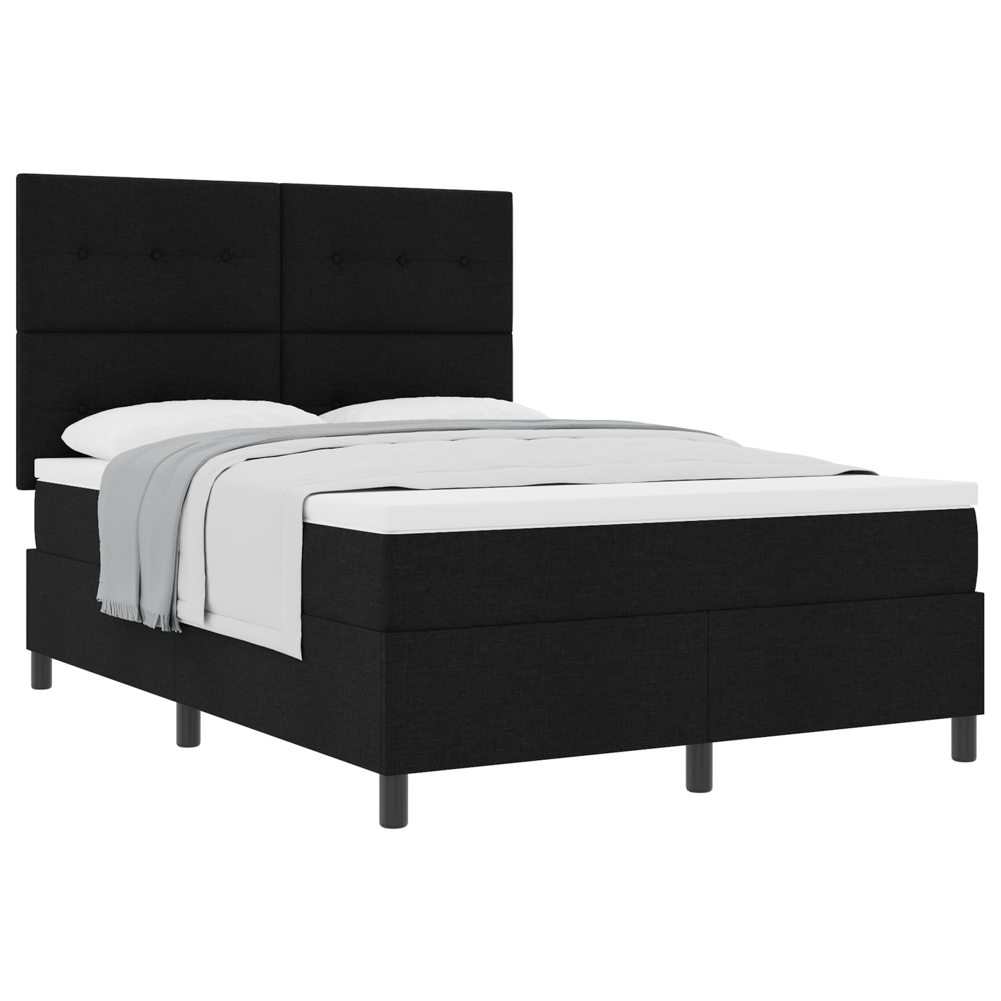 Box Spring Seng Med Madras Sort 140 X 200 Cm Stof