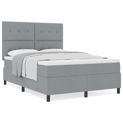 Box Spring Seng Med Madras Lysegrå 160 X 200 Cm Stof
