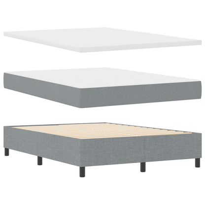 Box Spring Seng Med Madras Lysegrå 160 X 200 Cm Stof