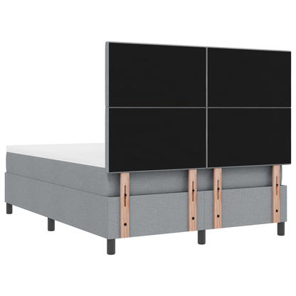 Box Spring Seng Med Madras Lysegrå 160 X 200 Cm Stof