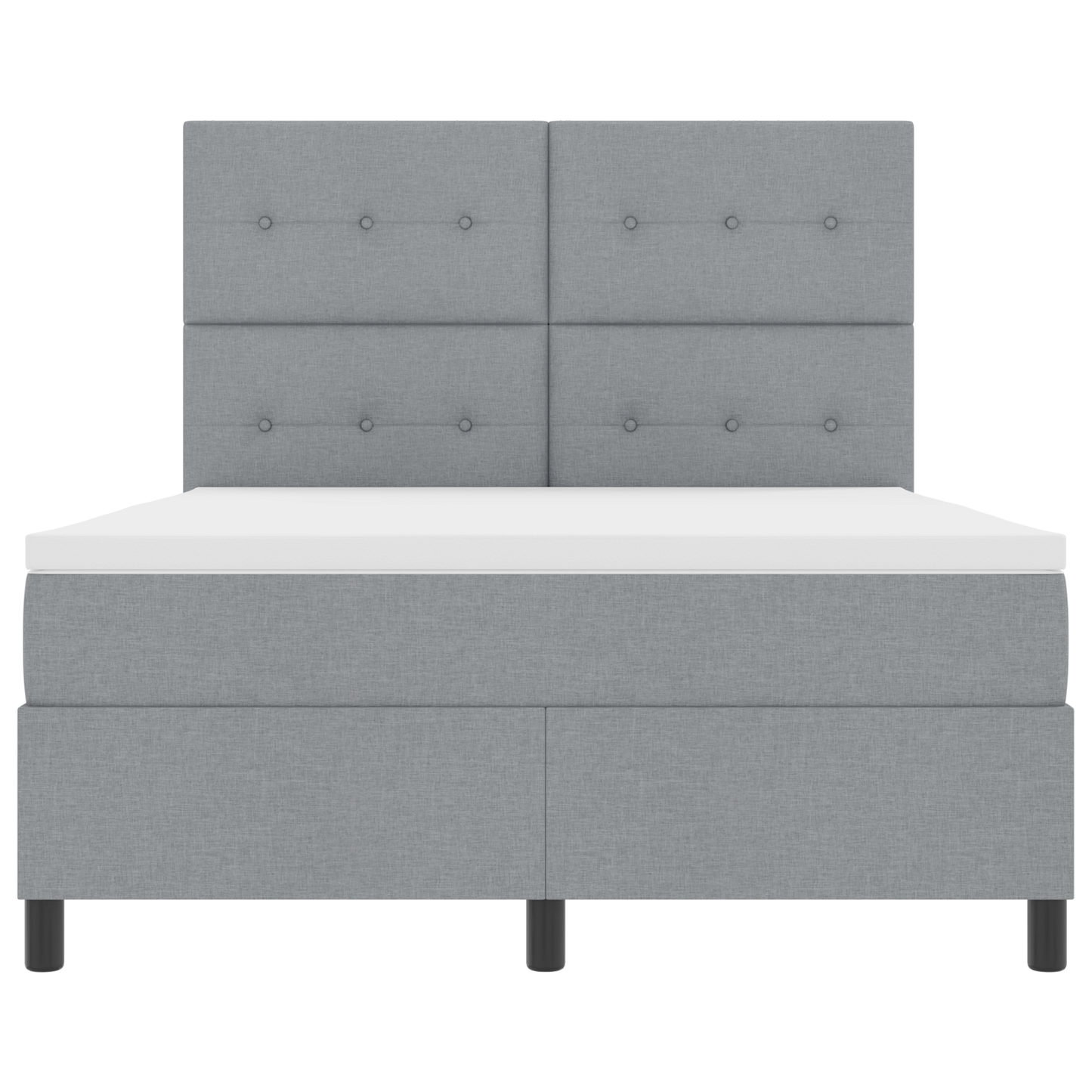Box Spring Seng Med Madras Lysegrå 160 X 200 Cm Stof