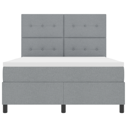 Box Spring Seng Med Madras Lysegrå 160 X 200 Cm Stof