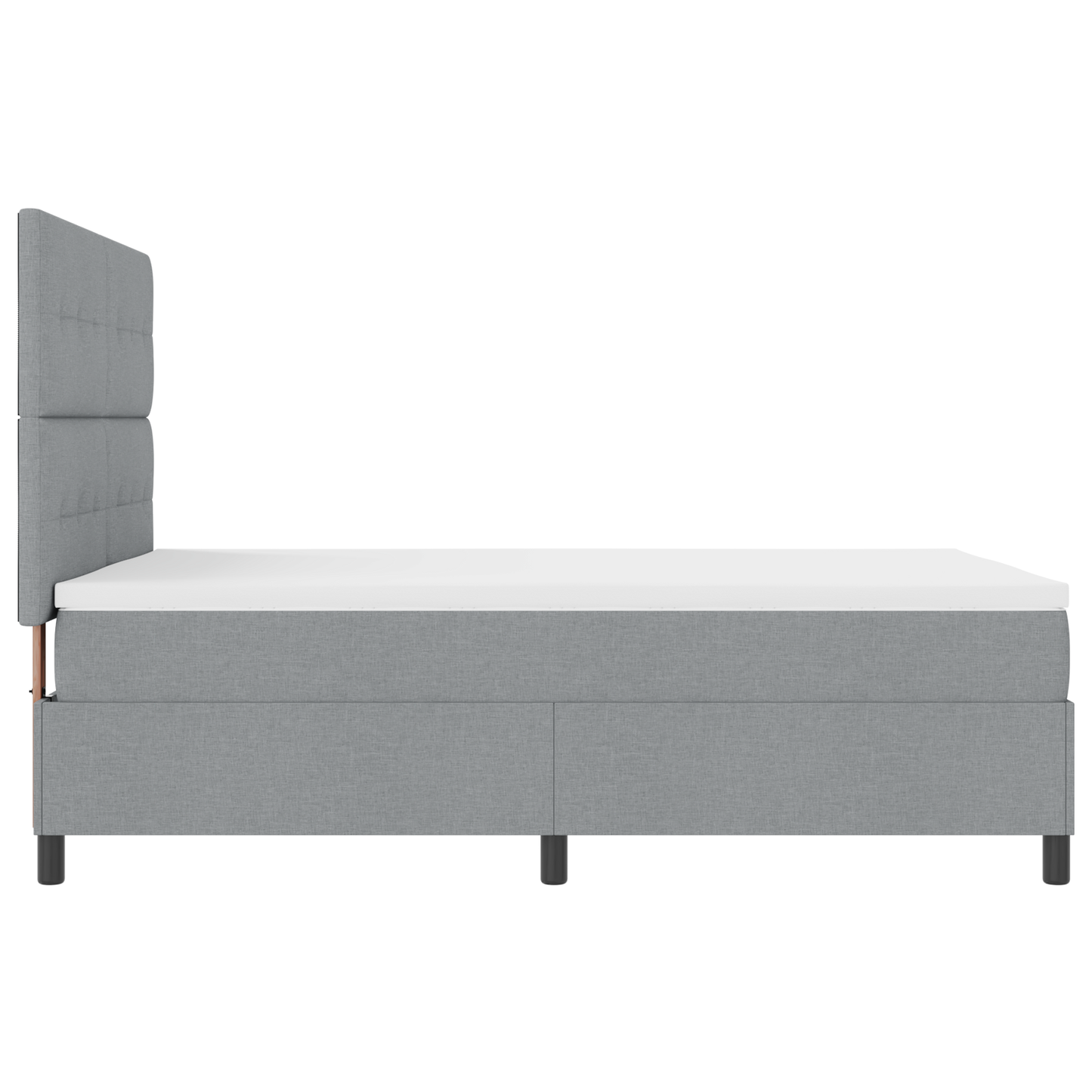 Box Spring Seng Med Madras Lysegrå 160 X 200 Cm Stof