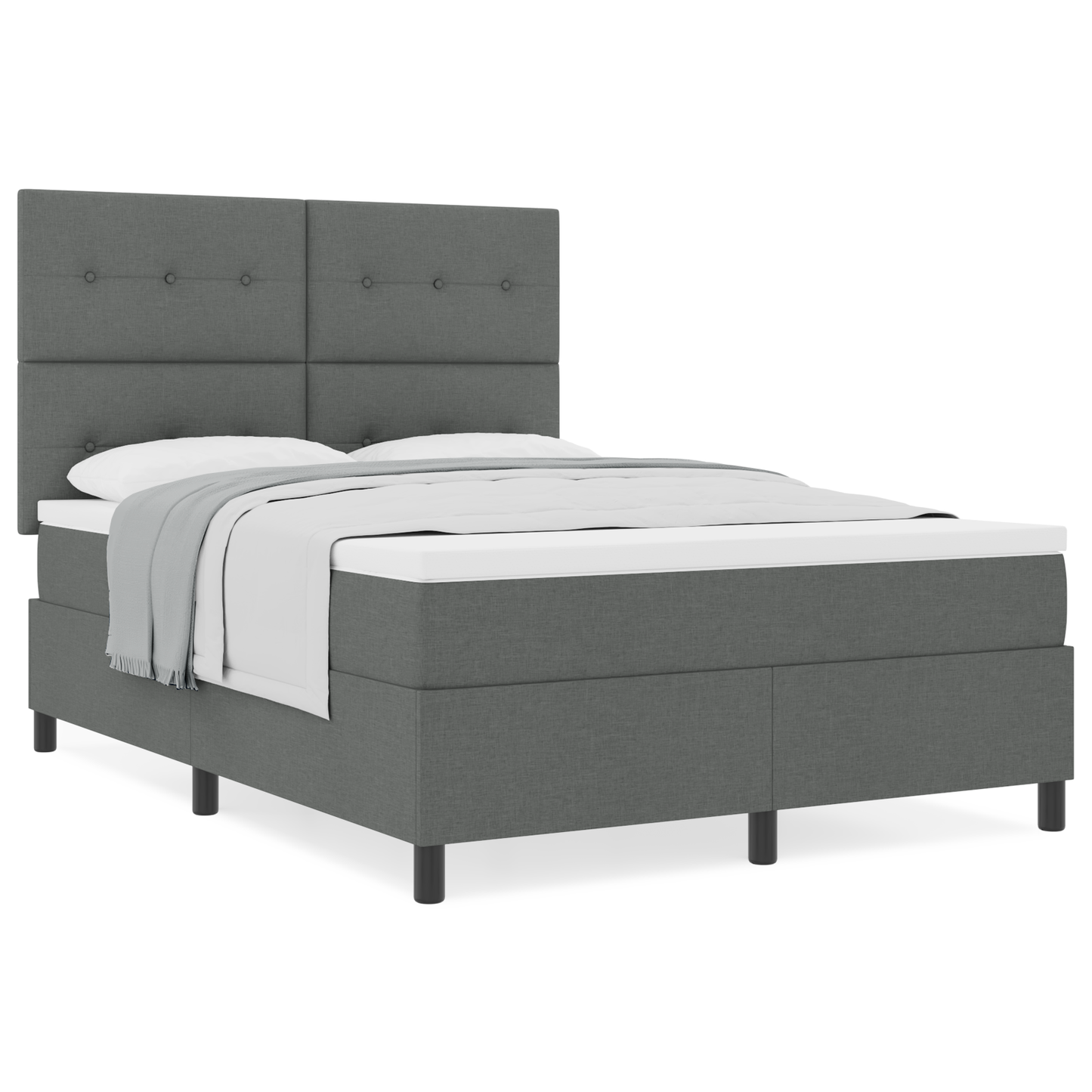 Box Spring Seng Med Madras Mørkegrå 160 X 200 Cm Stof