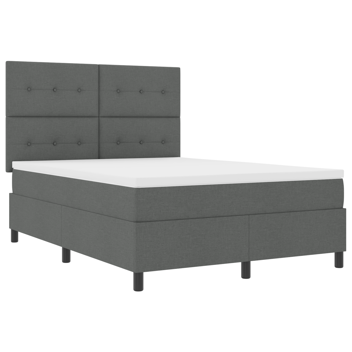 Box Spring Seng Med Madras Mørkegrå 160 X 200 Cm Stof
