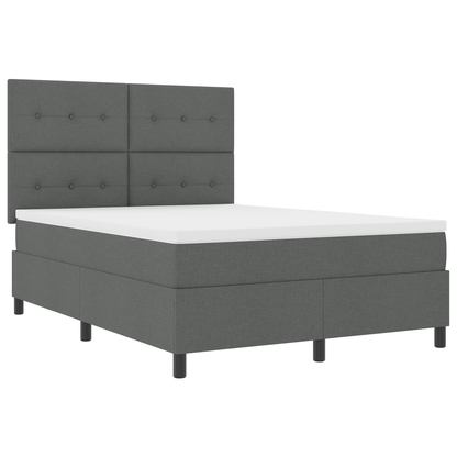 Box Spring Seng Med Madras Mørkegrå 160 X 200 Cm Stof