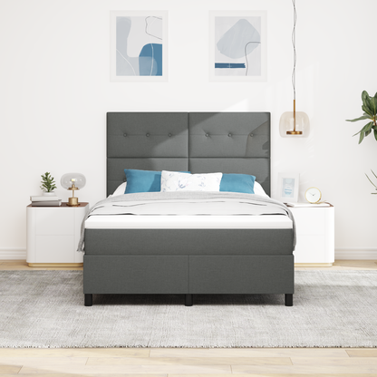 Box Spring Seng Med Madras Mørkegrå 160 X 200 Cm Stof