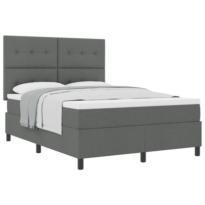 Box Spring Seng Med Madras Mørkegrå 160 X 200 Cm Stof