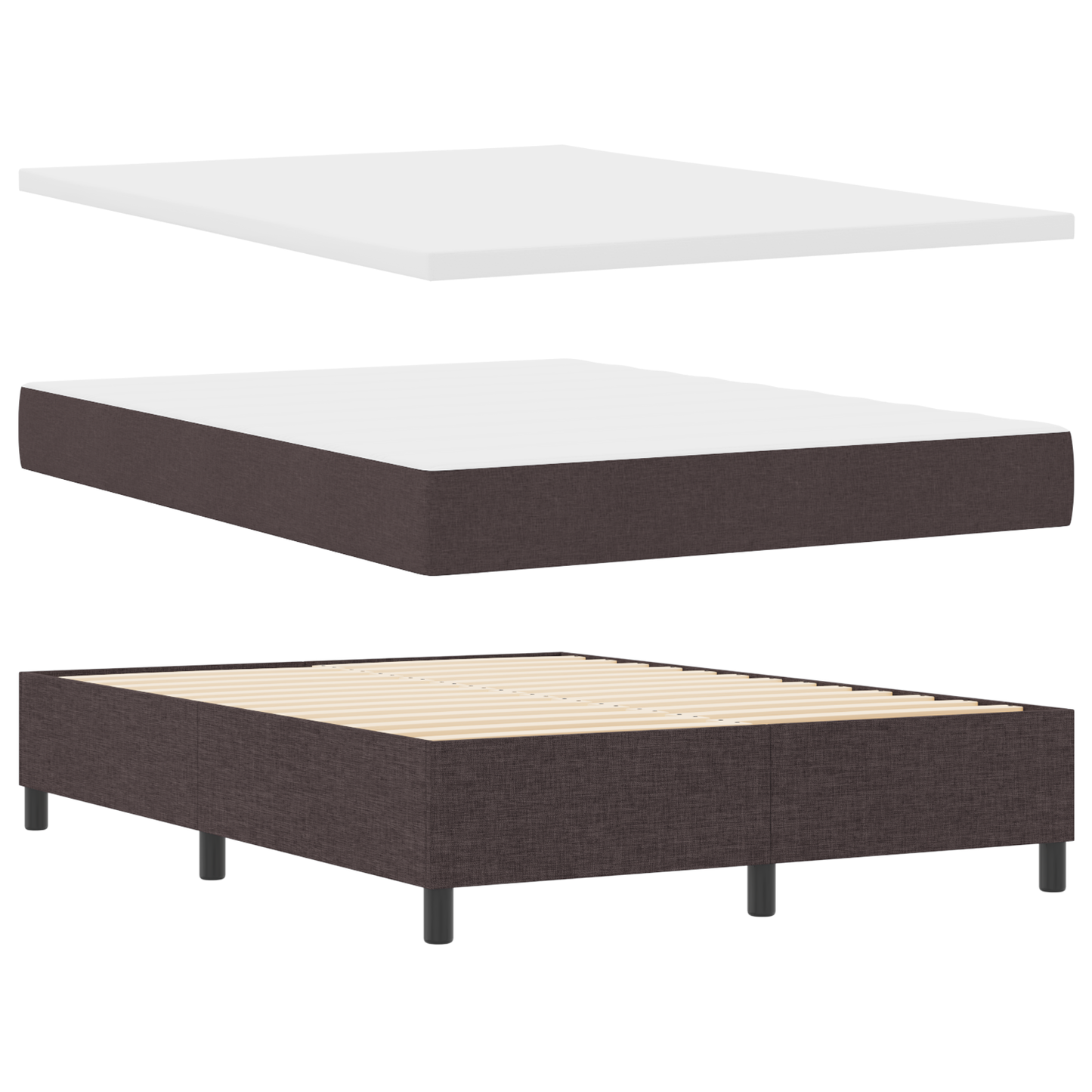 Box Spring Seng Med Madras Mørkebrun 160 X 200 Cm Stof