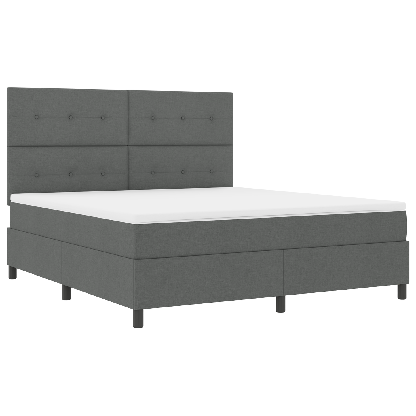 Box Spring Seng Med Madras Mørkegrå 180 X 200 Cm Stof