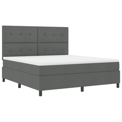 Box Spring Seng Med Madras Mørkegrå 180 X 200 Cm Stof