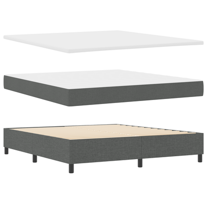 Box Spring Seng Med Madras Mørkegrå 180 X 200 Cm Stof