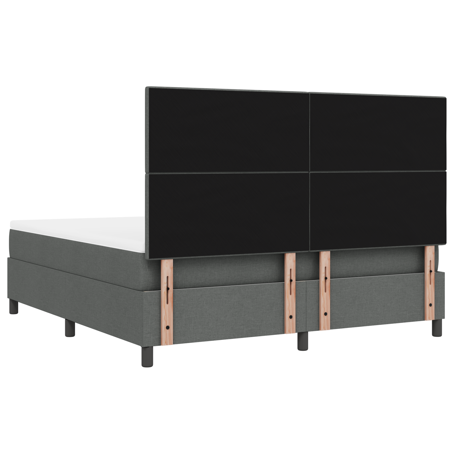 Box Spring Seng Med Madras Mørkegrå 180 X 200 Cm Stof