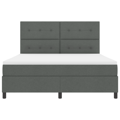 Box Spring Seng Med Madras Mørkegrå 180 X 200 Cm Stof