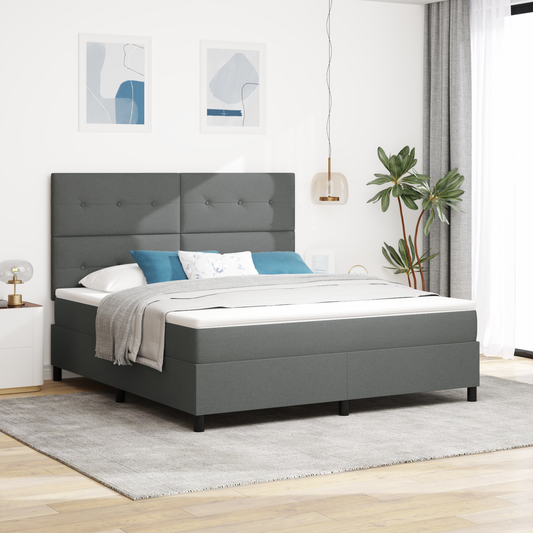 Box Spring Seng Med Madras Mørkegrå 180 X 200 Cm Stof