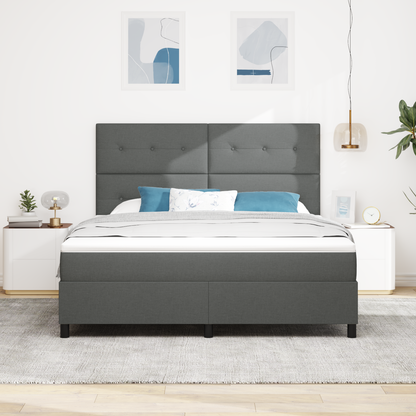 Box Spring Seng Med Madras Mørkegrå 180 X 200 Cm Stof