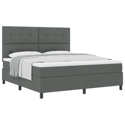 Box Spring Seng Med Madras Mørkegrå 180 X 200 Cm Stof