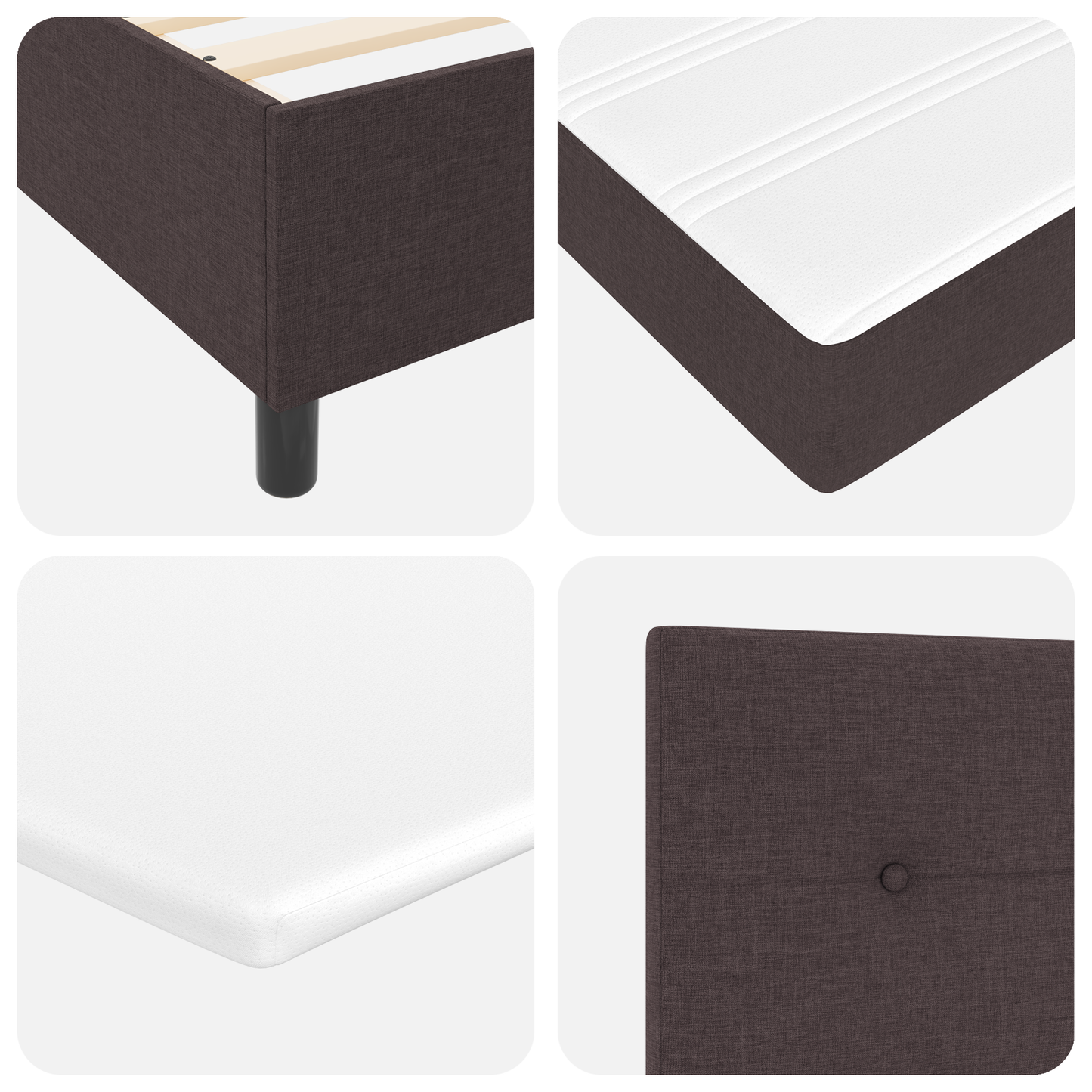 Box Spring Seng Med Madras Mørkebrun 180 X 200 Cm Stof