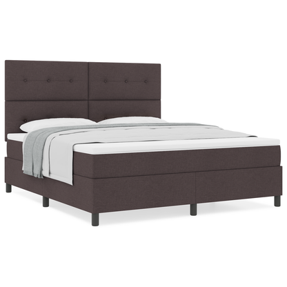Box Spring Seng Med Madras Mørkebrun 180 X 200 Cm Stof