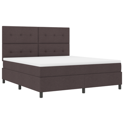 Box Spring Seng Med Madras Mørkebrun 180 X 200 Cm Stof