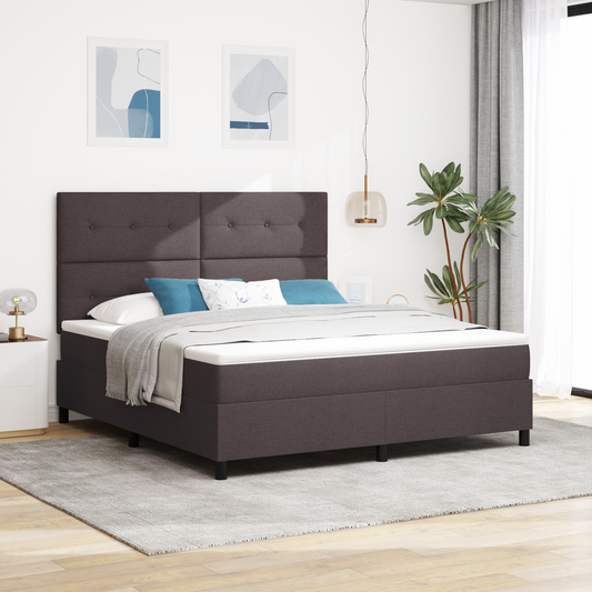 Box Spring Seng Med Madras Mørkebrun 180 X 200 Cm Stof