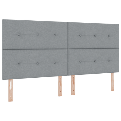 Box Spring Seng Med Madras Lys Grå 200X200 Cm Stof