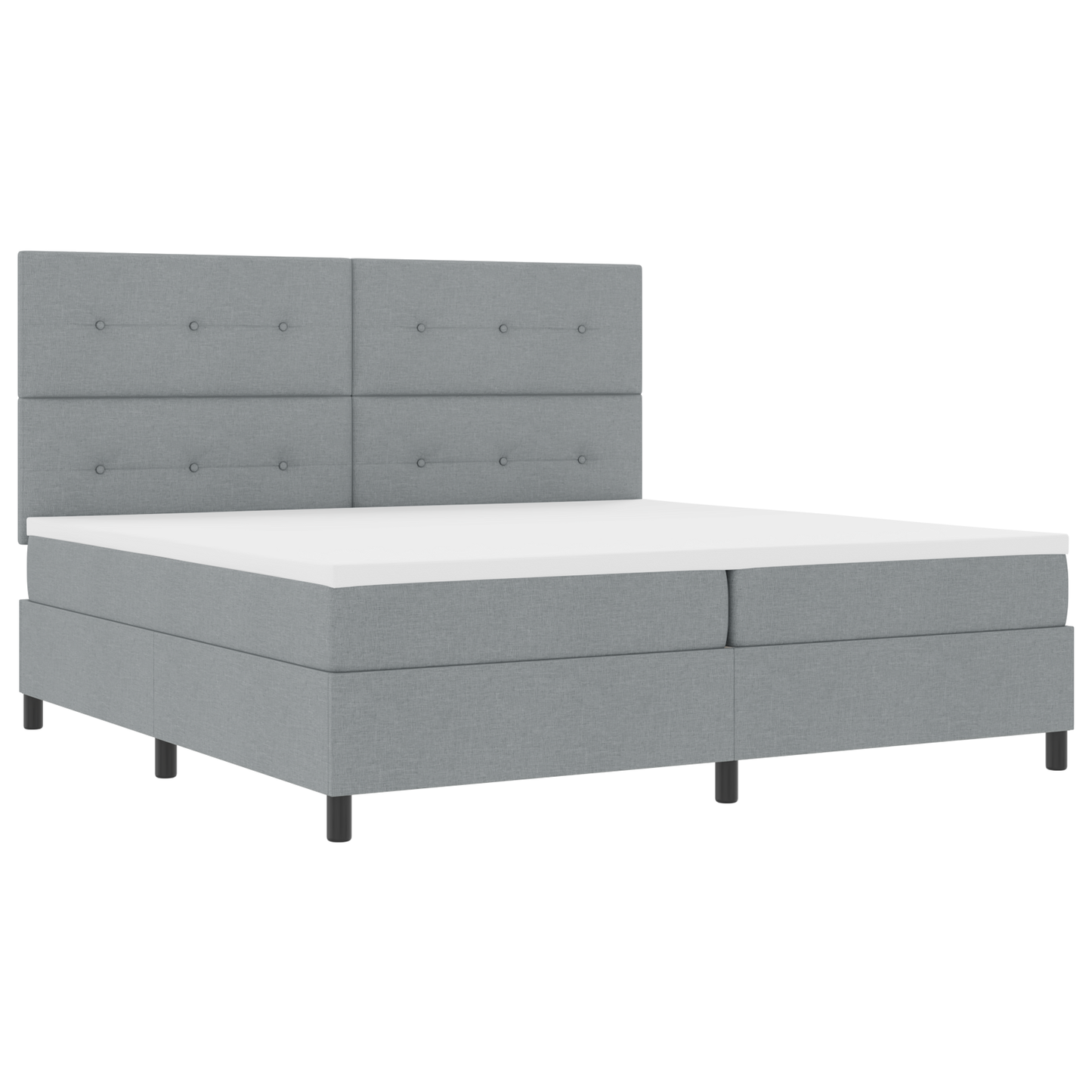 Box Spring Seng Med Madras Lys Grå 200X200 Cm Stof