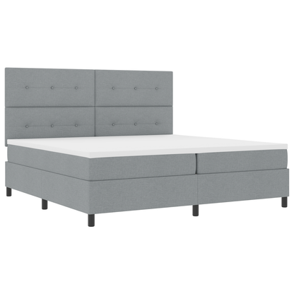 Box Spring Seng Med Madras Lys Grå 200X200 Cm Stof