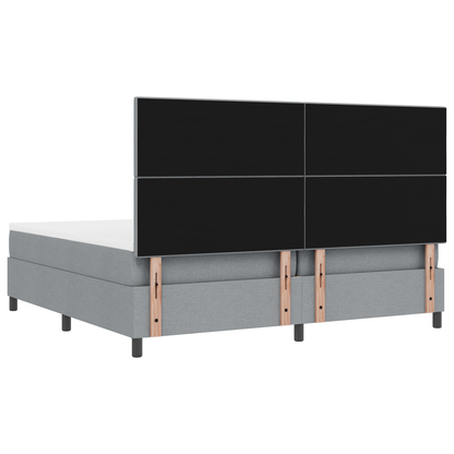 Box Spring Seng Med Madras Lys Grå 200X200 Cm Stof