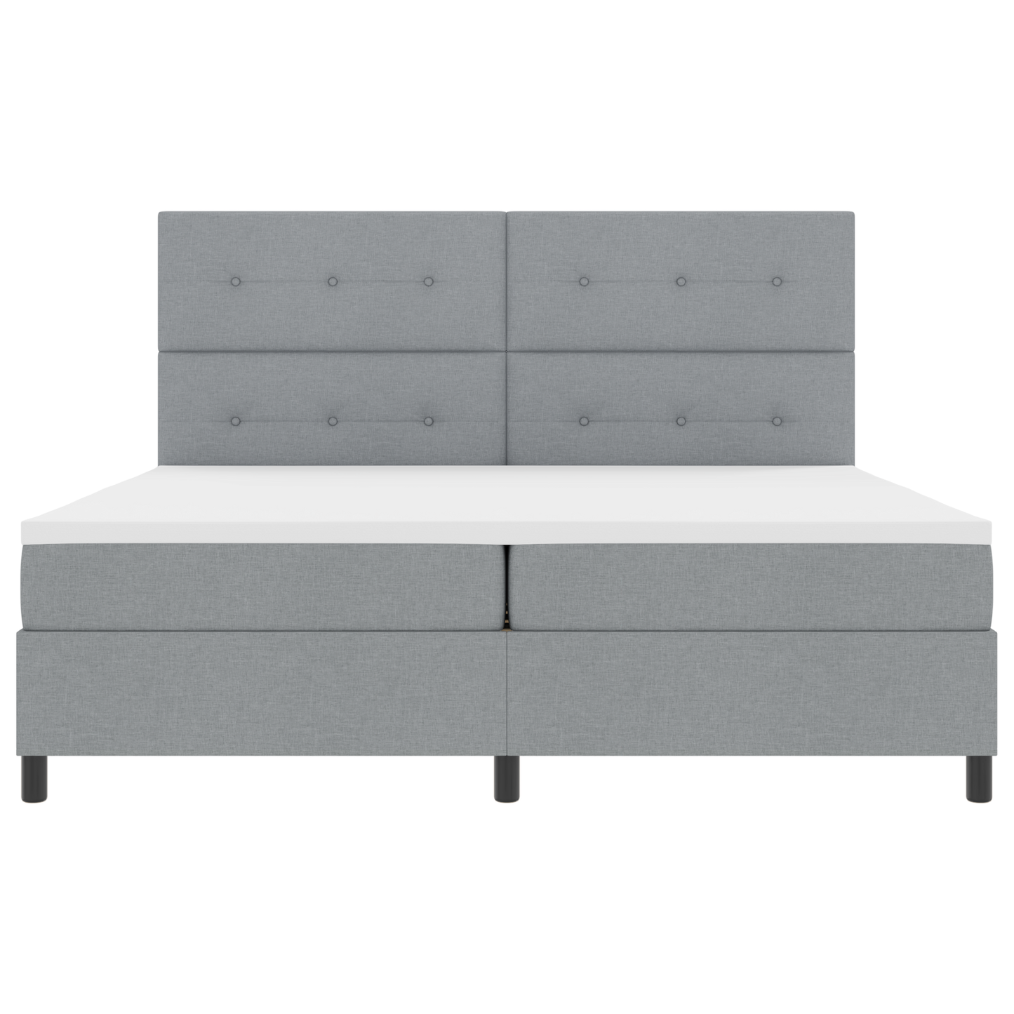 Box Spring Seng Med Madras Lys Grå 200X200 Cm Stof