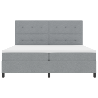 Box Spring Seng Med Madras Lys Grå 200X200 Cm Stof