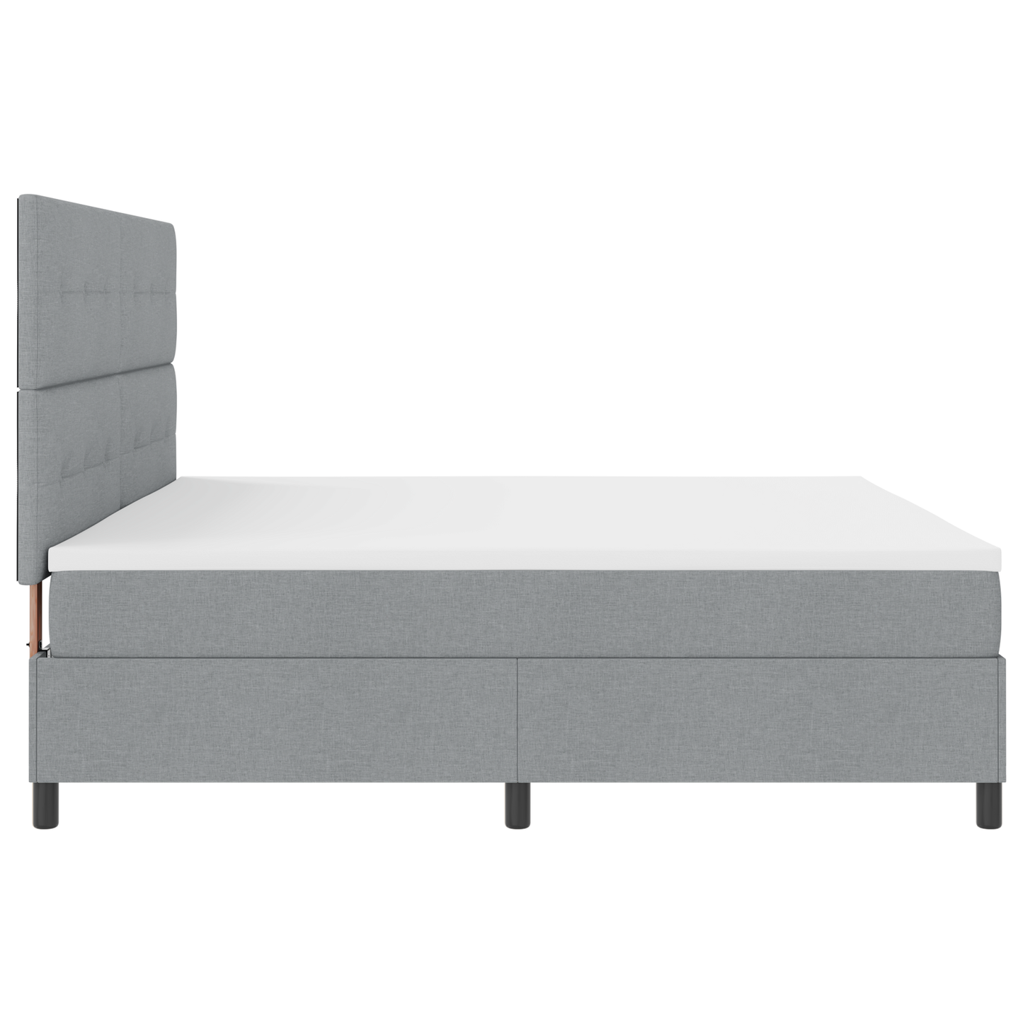 Box Spring Seng Med Madras Lys Grå 200X200 Cm Stof