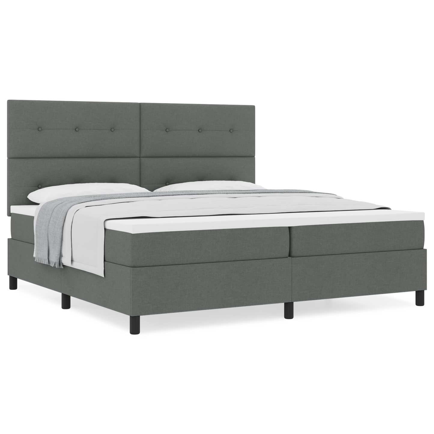 Box Spring Seng Med Madras Mørkegrå 200 X 200 Cm Stof