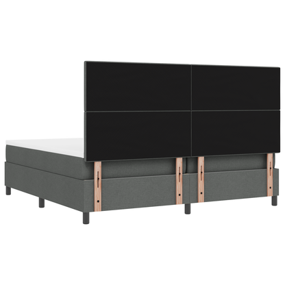 Box Spring Seng Med Madras Mørkegrå 200 X 200 Cm Stof