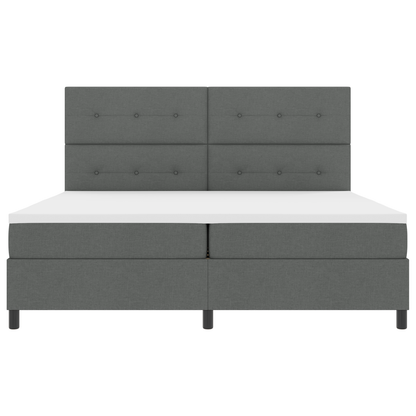 Box Spring Seng Med Madras Mørkegrå 200 X 200 Cm Stof