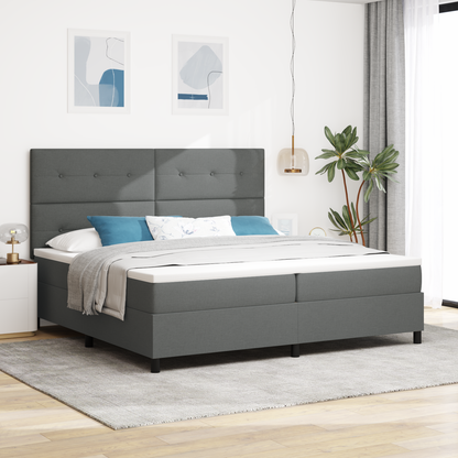 Box Spring Seng Med Madras Mørkegrå 200 X 200 Cm Stof