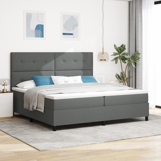 Box Spring Seng Med Madras Mørkegrå 200 X 200 Cm Stof