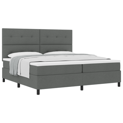 Box Spring Seng Med Madras Mørkegrå 200 X 200 Cm Stof