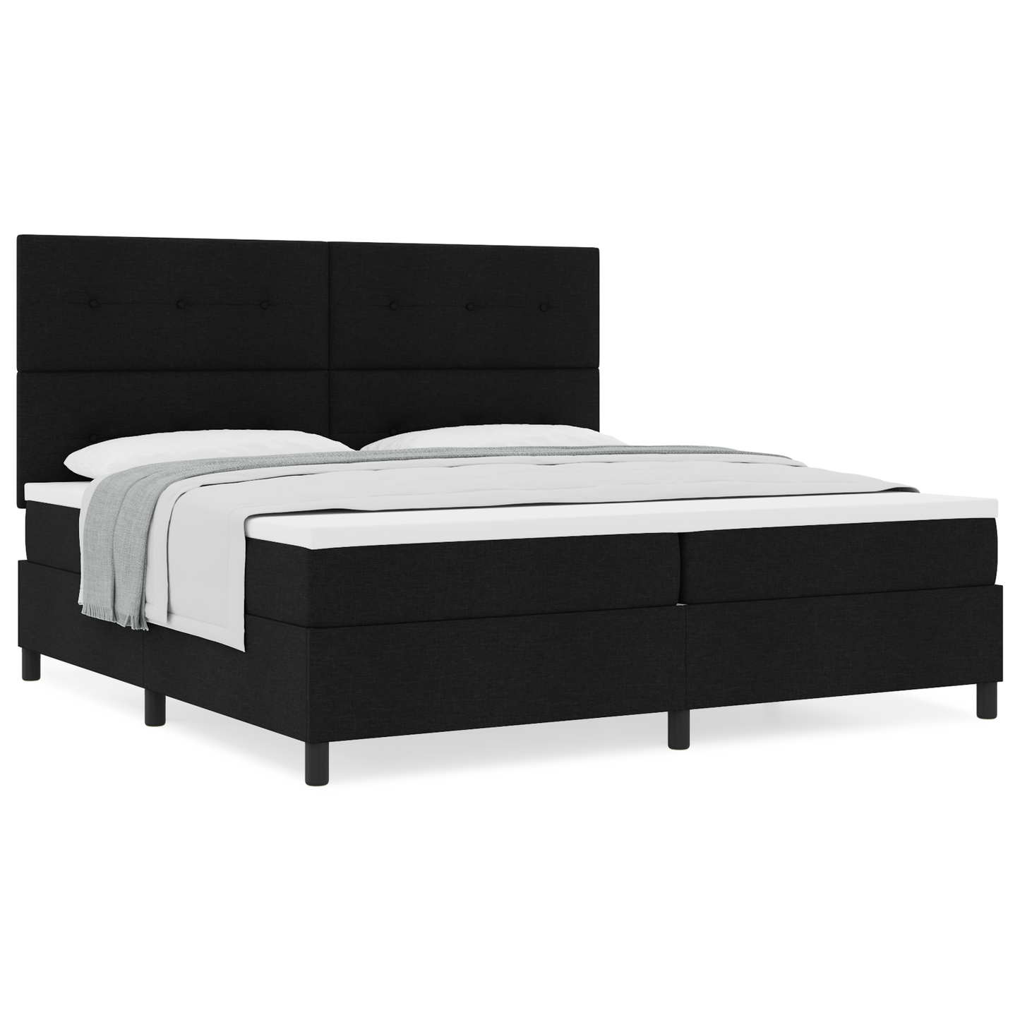 Box Spring Seng Med Madras Sort 200 X 200 Cm Stof