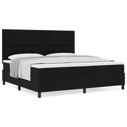 Box Spring Seng Med Madras Sort 200 X 200 Cm Stof