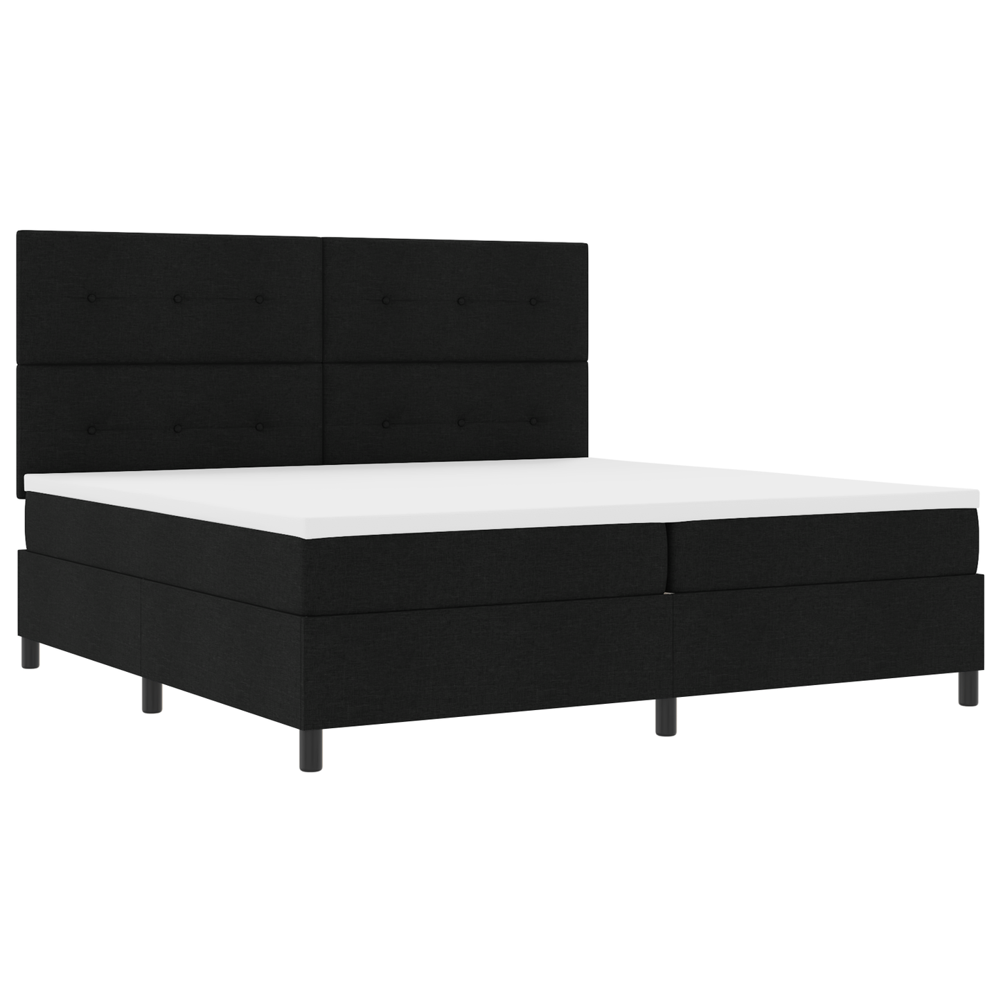 Box Spring Seng Med Madras Sort 200 X 200 Cm Stof