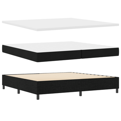 Box Spring Seng Med Madras Sort 200 X 200 Cm Stof