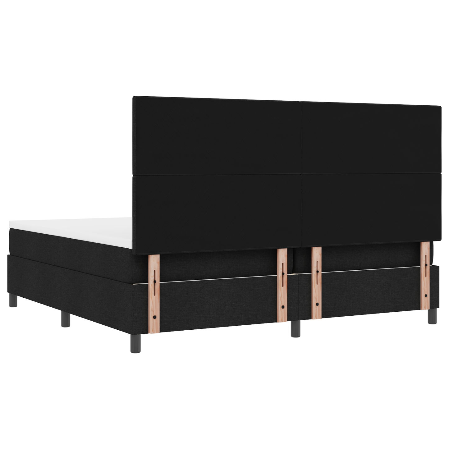 Box Spring Seng Med Madras Sort 200 X 200 Cm Stof